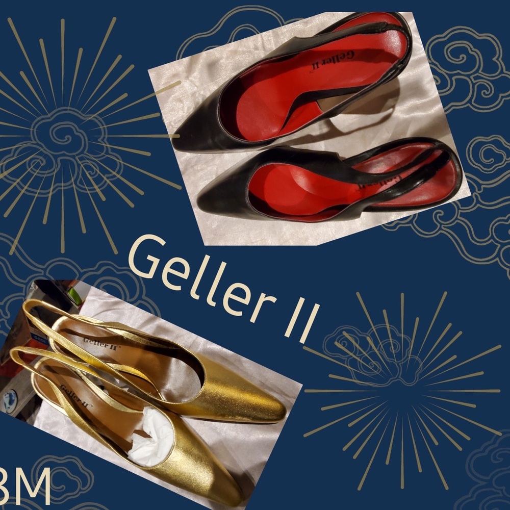 VINTAGE GOLD or BLACK SLING BACK GELLER II Collection 8M